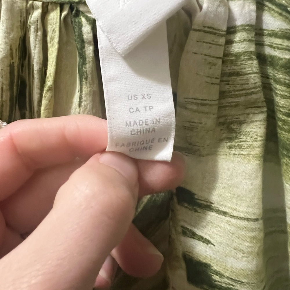 H&M green and white botanical palm print balloon sleeve maxi dress - Picture 4 of 8